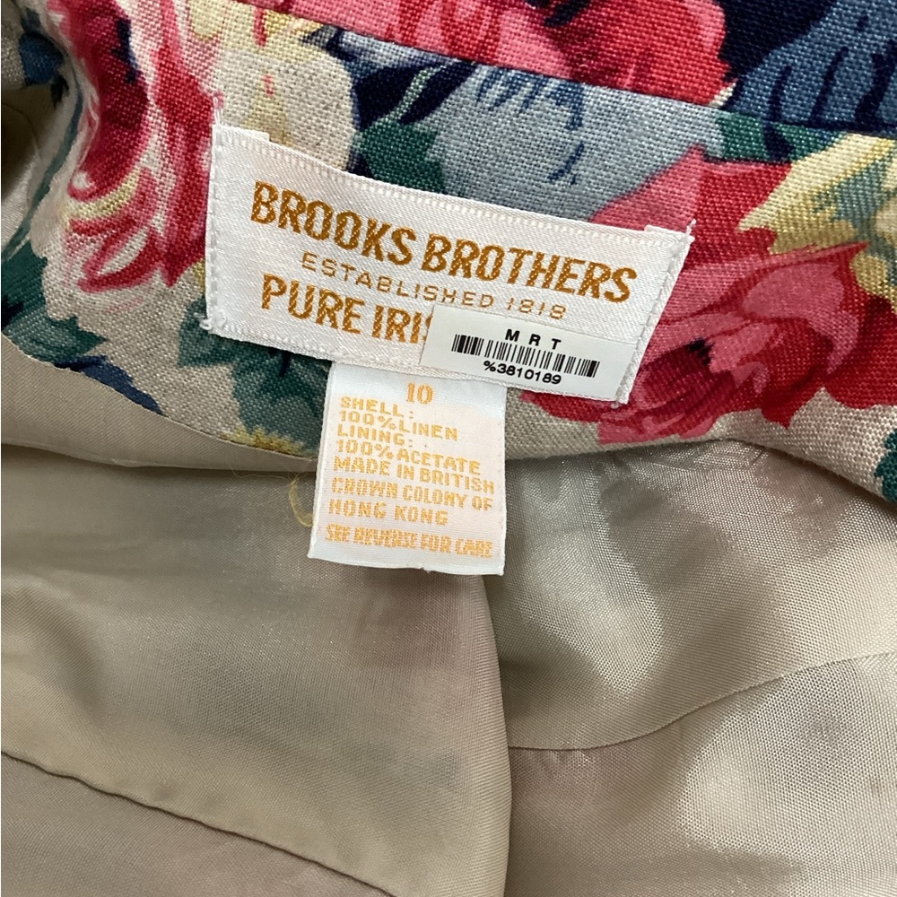 Vintage Brooks Brothers Floral Linen Blazer Vest Set 2 Piece Matching - Picture 9 of 10